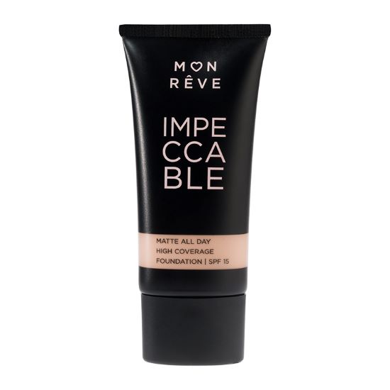 IMPECCABLE FOUNDATION No. 105
High coverage matte foundation with SPF 15